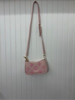 Designer-Inspired faux leather Y2K Blush Pink Embossed Crossbody Bag
